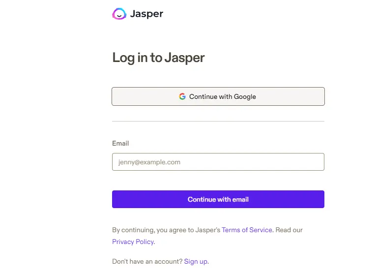 jasper login to account