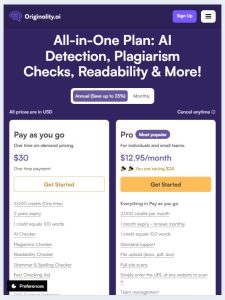 Originality.ai Pricing