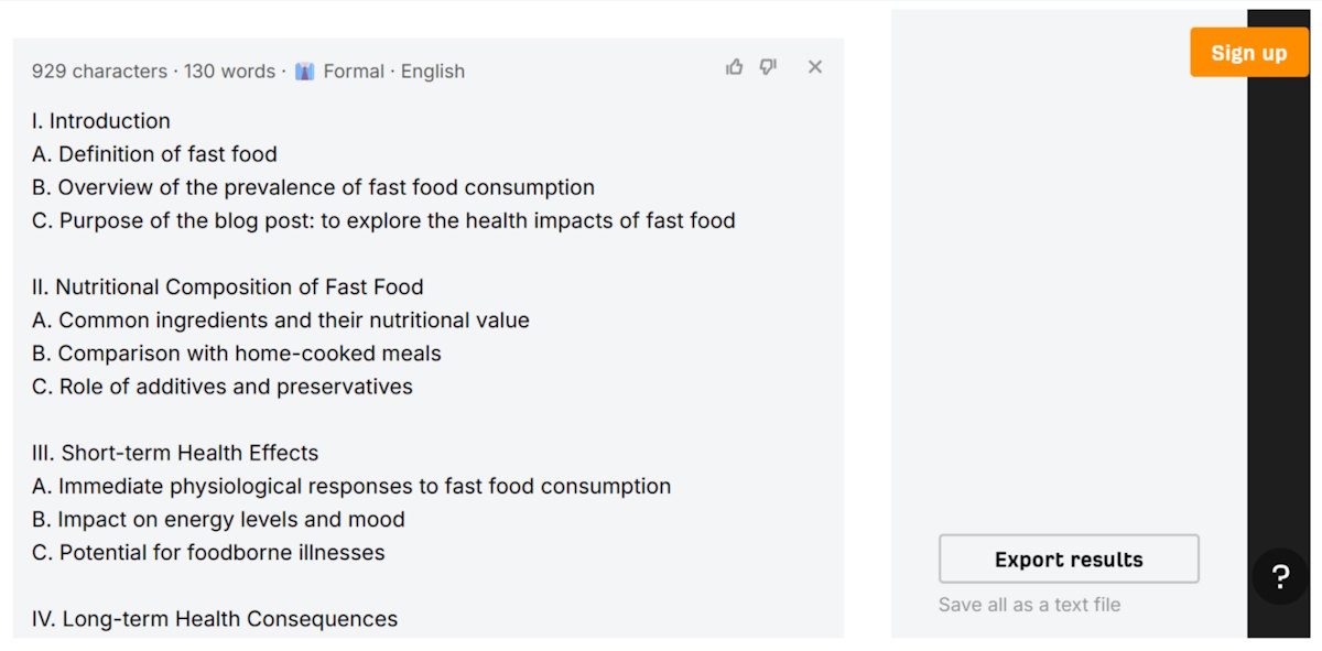Ahrefs will quickly generate a comprehensive outline based on the entered topic