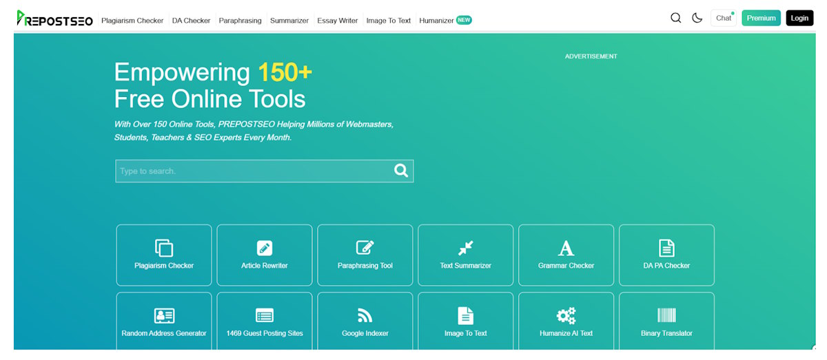 Prepostseo is an all-in-one writing toolkit offering a range of free tools for refining content
