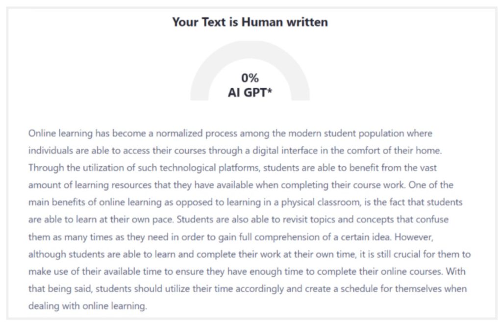 So I copied the text and ran it through the AI detector