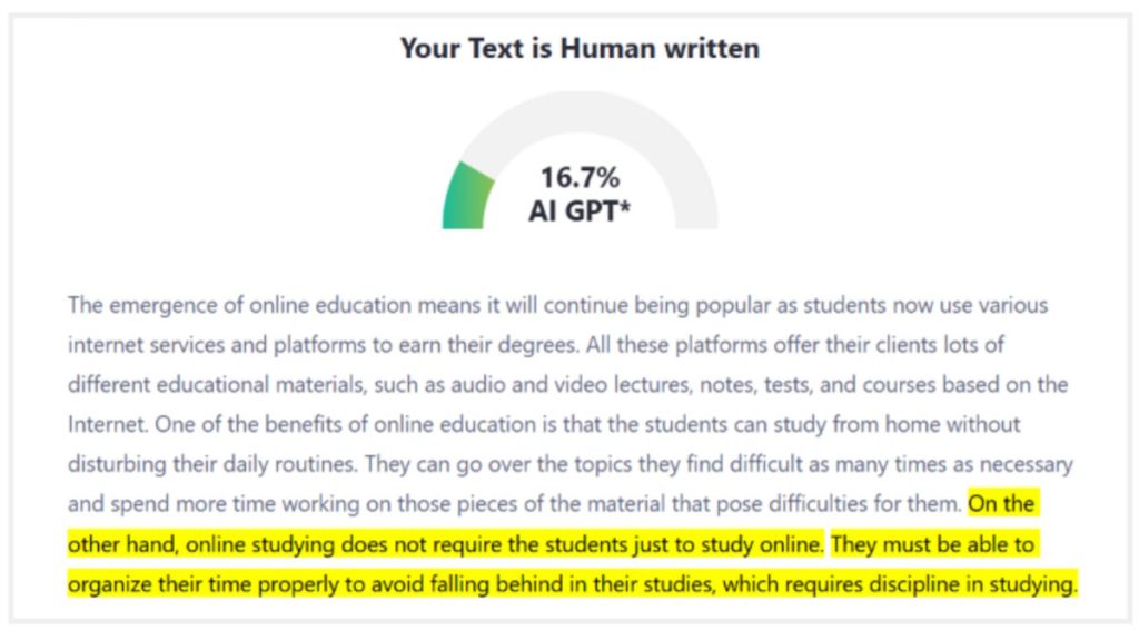 When checked for AI detection, it was marked as ‘human-written’